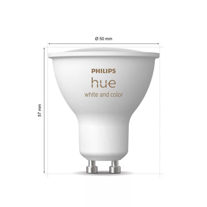 Philips Hue White  Color Ambiance GU10 startpakke med Bridge Pro, 1 GU10 pære 57x50 mm, kompatibel med Bridge Pro.