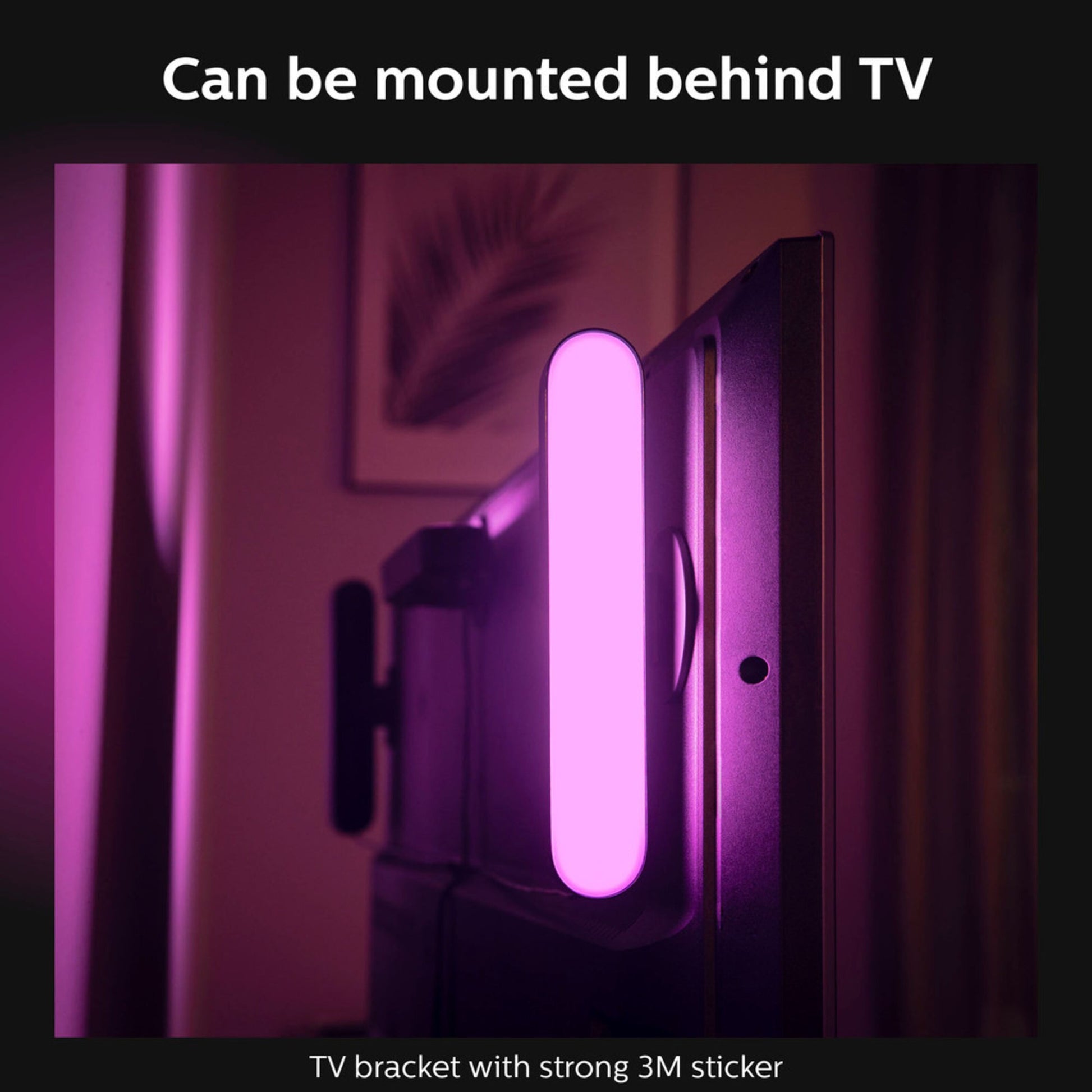 Philips Hue Play light bar 2-pack hvid, monteret vertikalt bag tv, dæmpbar smart lysliste med 3M klæbning.
