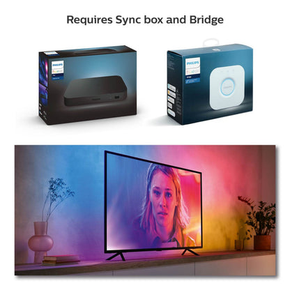 Philips Hue Play Gradient Lightstrip til TV 65", flerfarvet gradientlys, tekst: Kræver Sync-boks og Bridge.