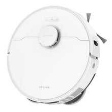 Dreame L10s Ultra Gen 3 robotstøvsuger hvid med hævet sensormodul, sidebørster, kontrolknapper, basestation, Lidar-navigation.