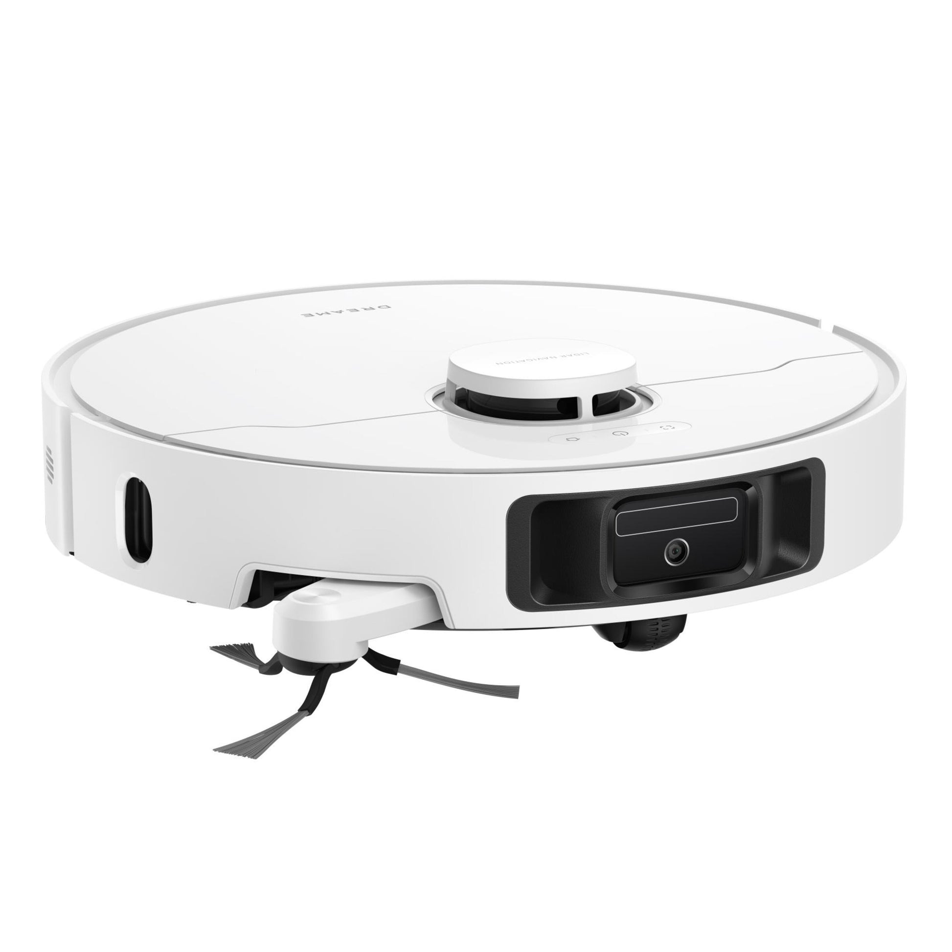 Dreame L10s Ultra Gen 3 robotstøvsuger hvid, cirkulært design med sidebørste og frontsensorer.