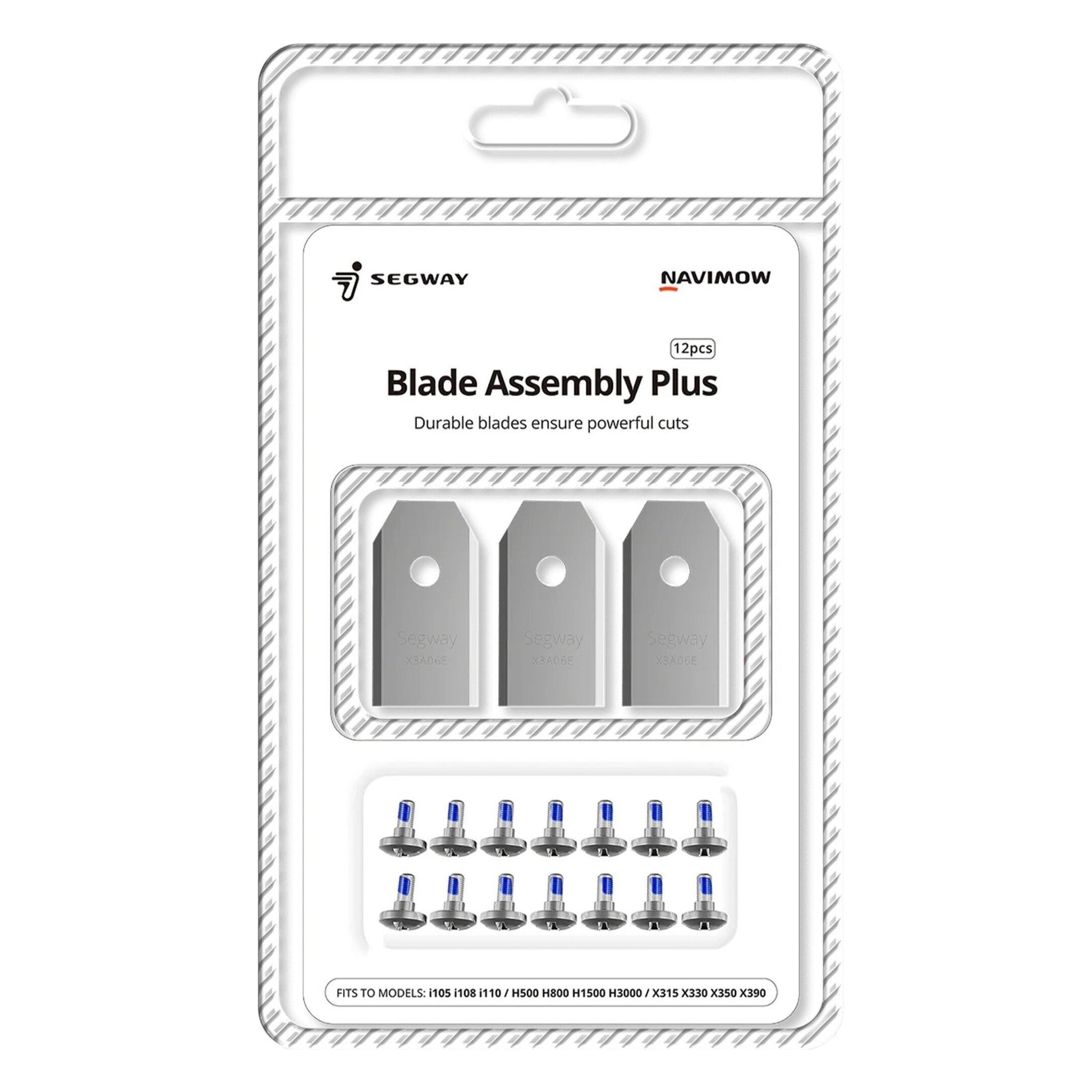 Segway Blade Assembly Plus reservklinger til Navimow robotplæneklipper 12-pack med skruer, kompatibel med flere modeller.