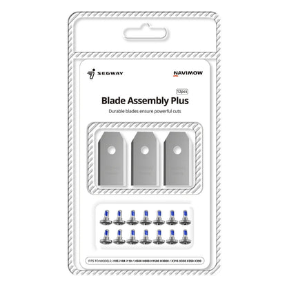 Segway Blade Assembly Plus reservklinger til Navimow robotplæneklipper 12-pack med skruer, kompatibel med flere modeller.
