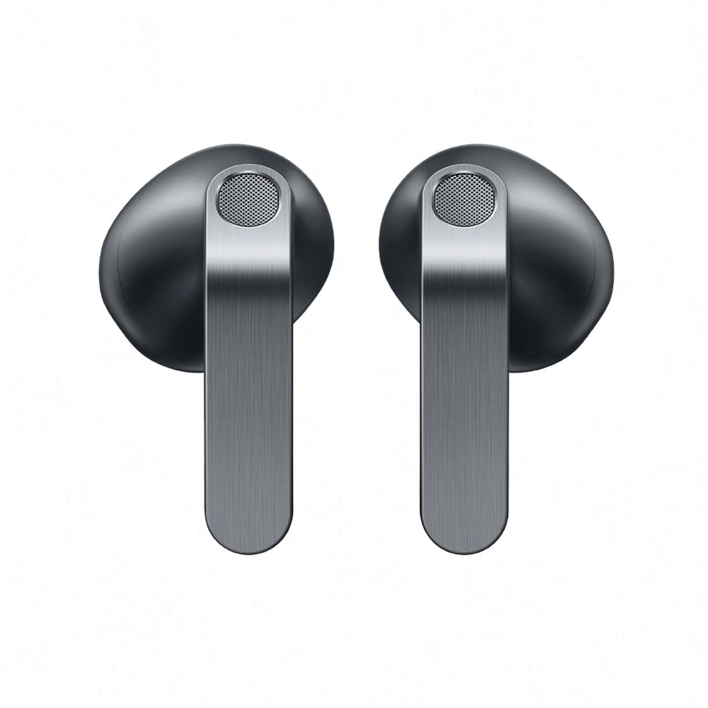Samsung Galaxy Buds4 sorte trådløse høretelefoner med børstede metaldetaljer og aktiv støjreduktion.