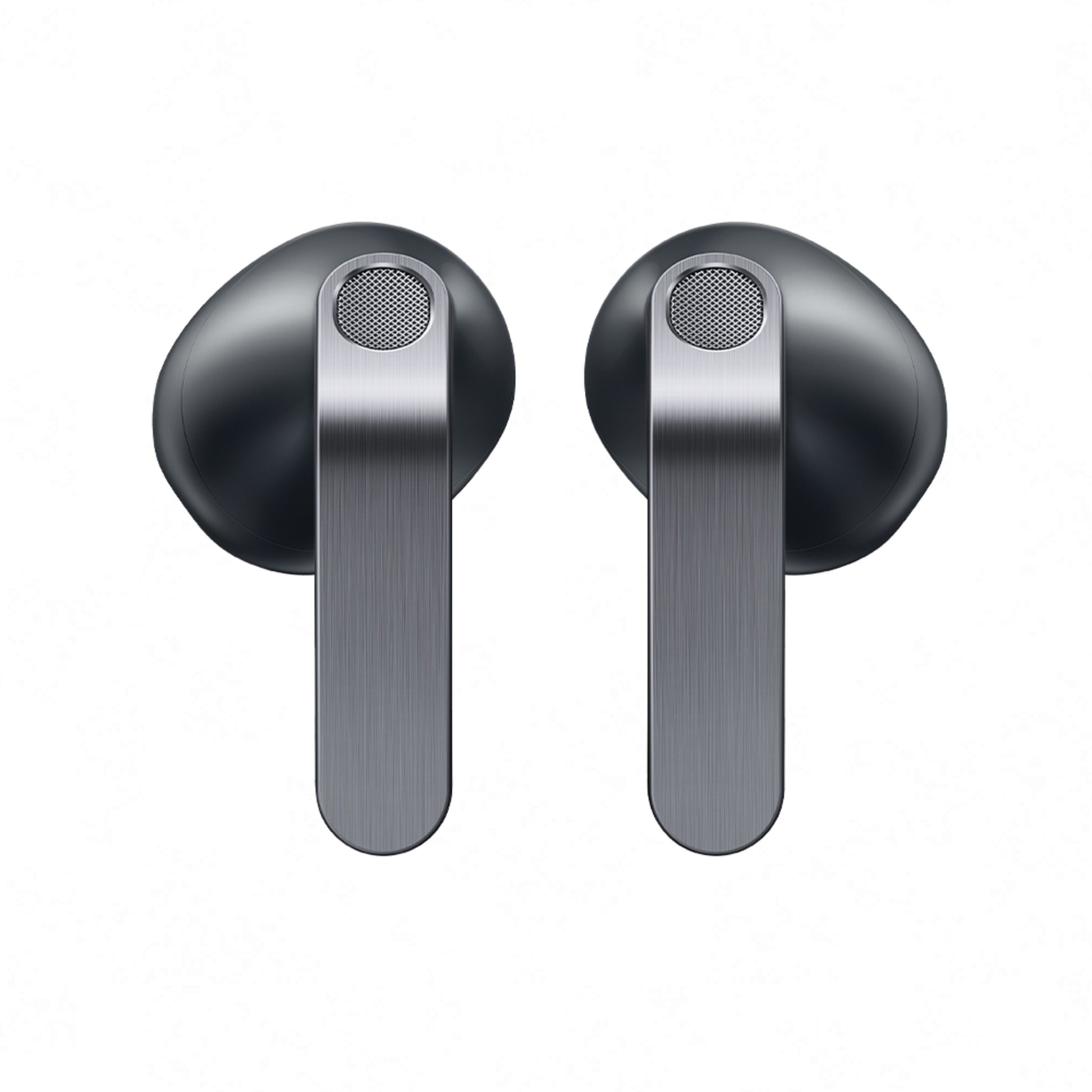 Samsung Galaxy Buds4 sorte trådløse høretelefoner med børstede metaldetaljer og aktiv støjreduktion.