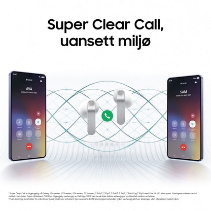 Samsung Galaxy Buds4 hvid trådløse høretelefoner, til smartphones med opkald, tekst: Superklar samtale, uanset miljø.