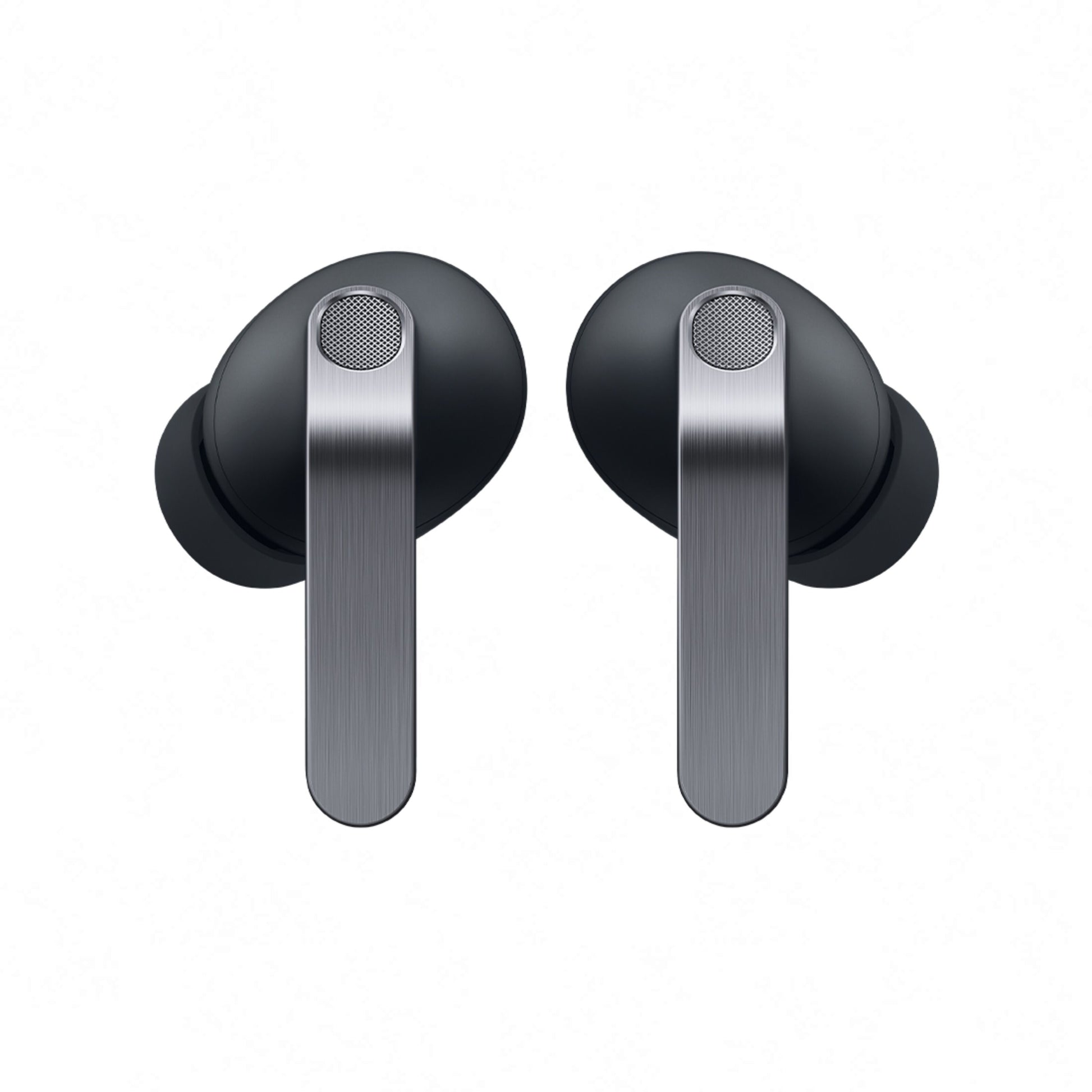 Samsung Galaxy Buds4 Pro sorte trådløse ørepropper med metalliske stænger, 24-bit Hi-Fi-lyd og aktiv støjreduktion.