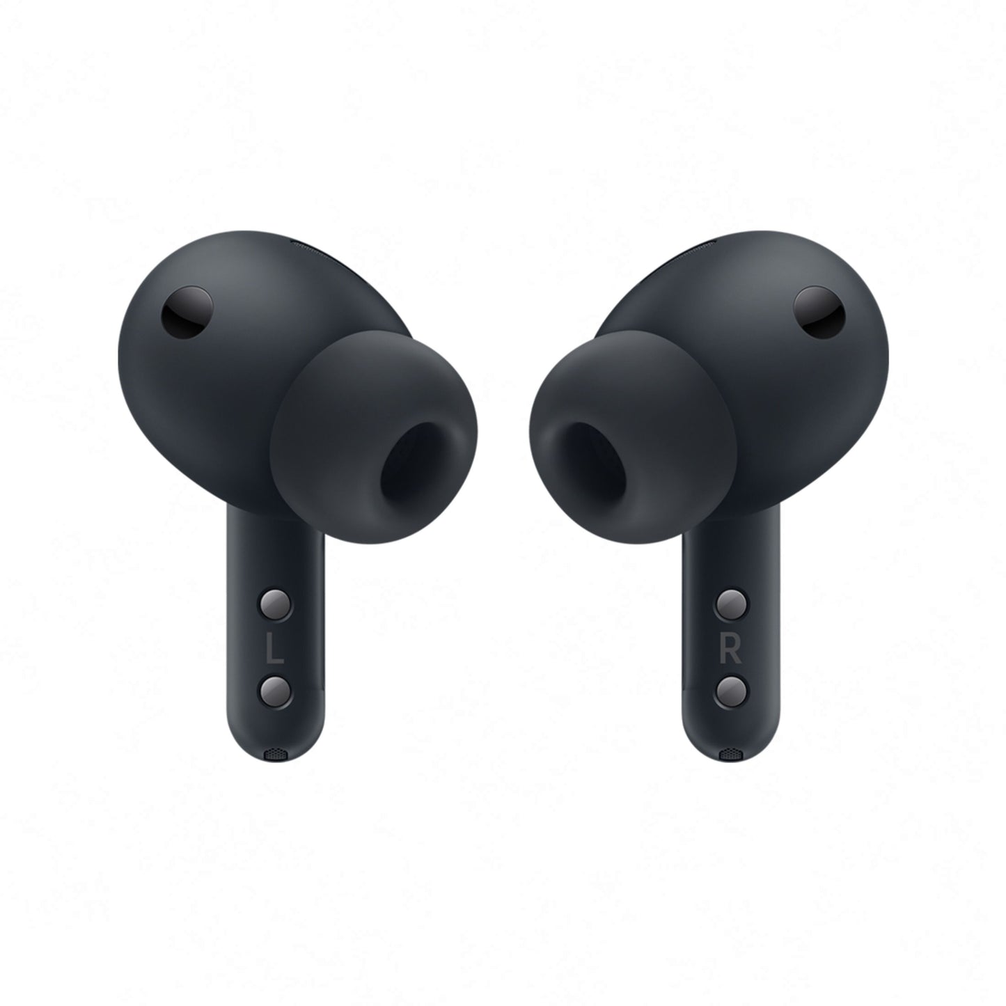 Samsung Galaxy Buds4 Pro trådløse høretelefoner sort med L og R mærker, aktiv støjreduktion, 24-bit Hi-Fi-lyd.