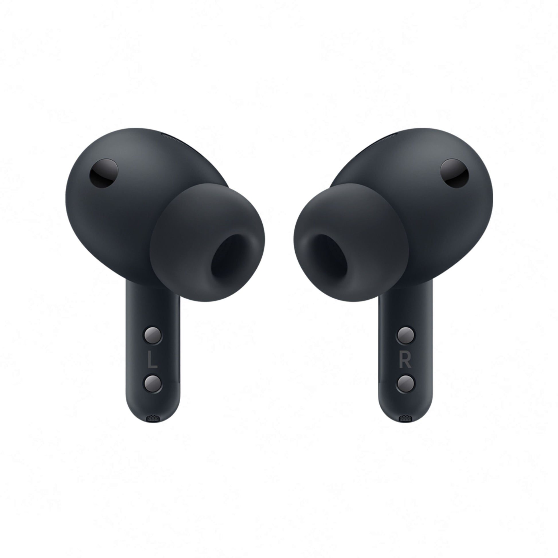 Samsung Galaxy Buds4 Pro trådløse høretelefoner sort med L og R mærker, aktiv støjreduktion, 24-bit Hi-Fi-lyd.