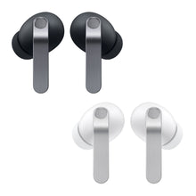 Samsung Galaxy Buds4 Pro in-ear høretelefoner sort og hvid med sølvfarvede stænger og aktiv støjreduktion sammen.