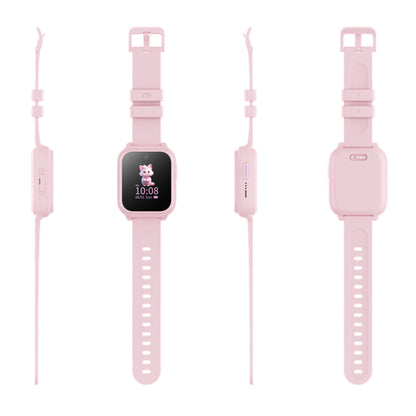 ZTE Se K2 smartwatch til børn, rosa, pink rektangulær skærm med kaninmotiv, justerbar rem, ladekontakter bagpå.