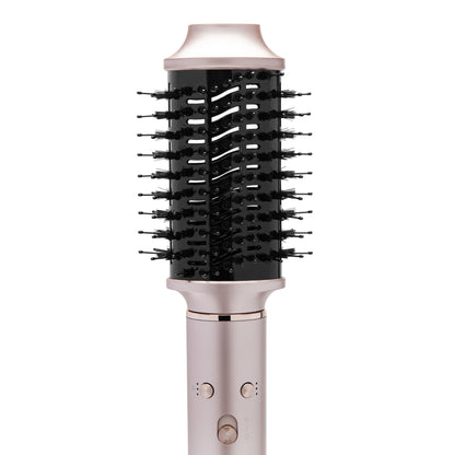 High-speed Multistyler 7-i-1 hårtørrer, pink/sort, BLDC-motor, rund børste med cylindrede børster og kontrolknapper på håndtag.