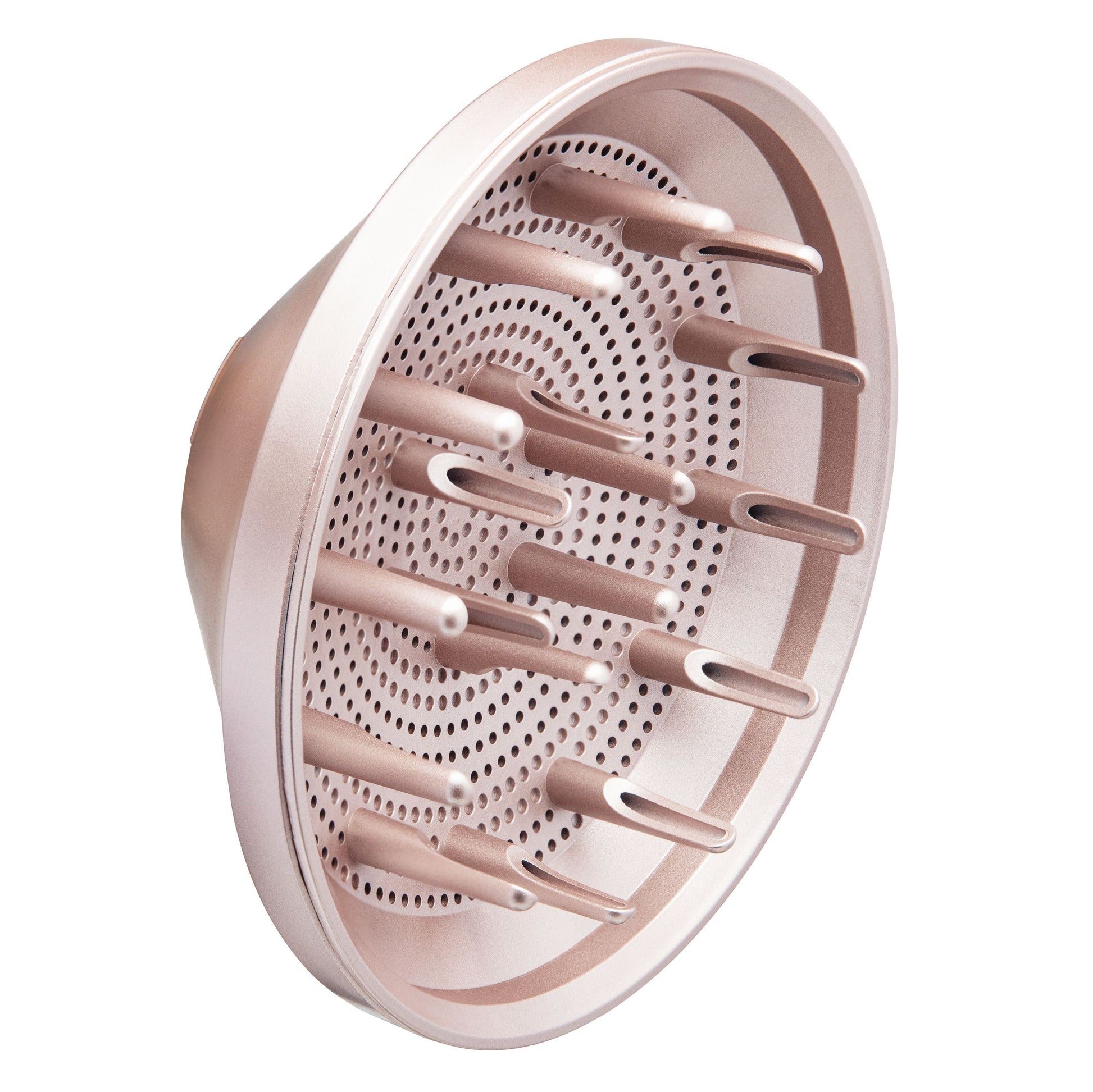 Diffusor i metallic pink med lange pigge og huller, passer til High-speed Multistyler 7-i-1 hårtørrer.