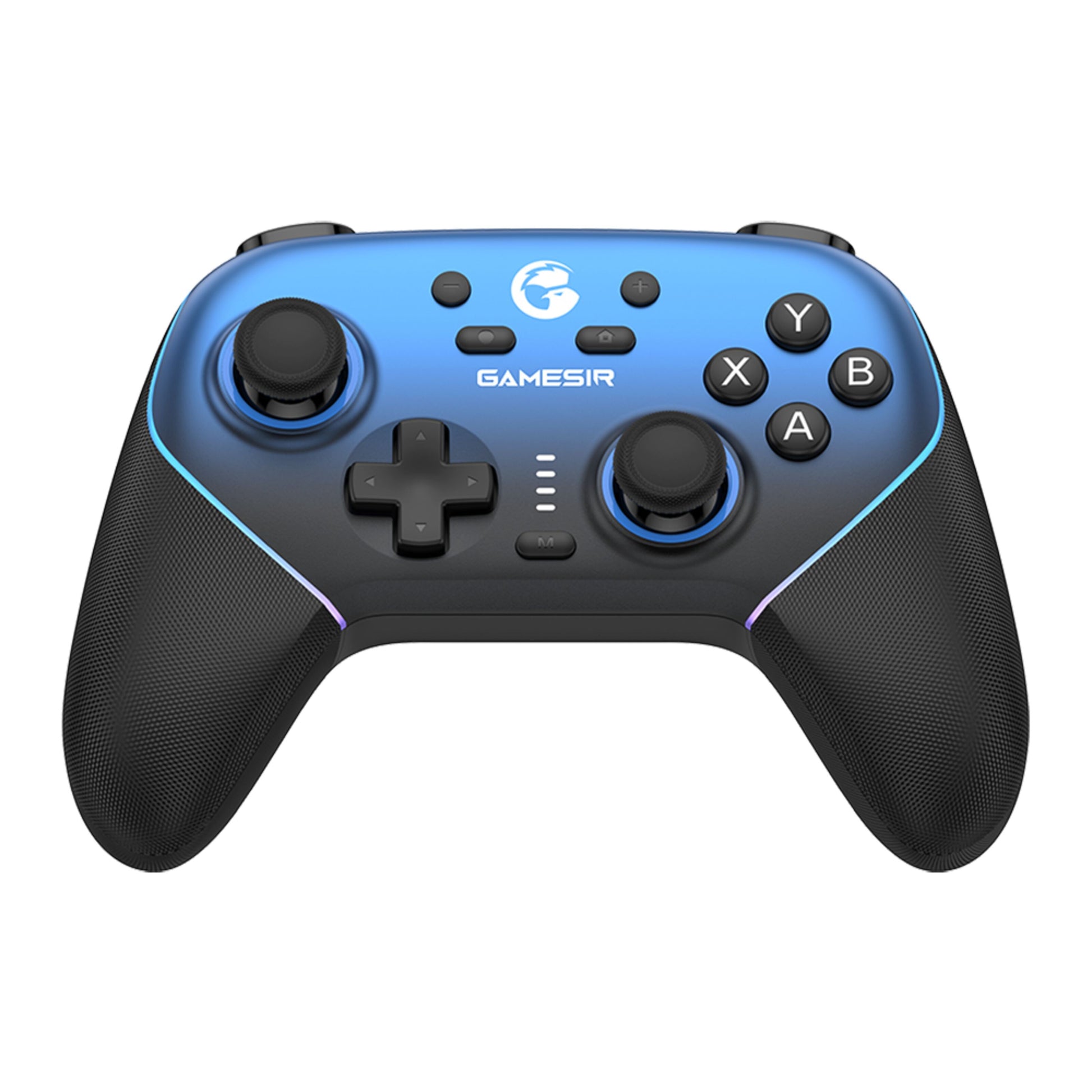 GameSir Super Nova Gamepad Nightfall Blå trådløs controller med Hall Effect-joysticks, D-pad, X/Y/B/A, skulderknapper, GameSir-logo.