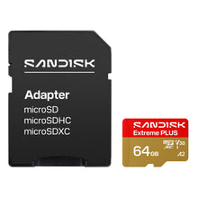 SanDisk Extreme PLUS microSDXC 64GB 200/90MB/s med SD-adapter.