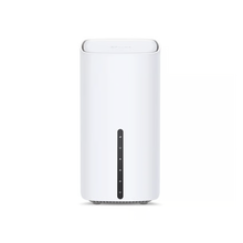 TP-Link Archer NX505 5G-router, hvid, rektangulær med afrundede kanter og sort stribe på forsiden med indikatorlamper, Wi-Fi 6.
