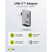 USB-C adapter 90° vinkel med USB4, aluminiumshus, PD 240W, op til 40 Gbit/s, understøtter 8K 60Hz.