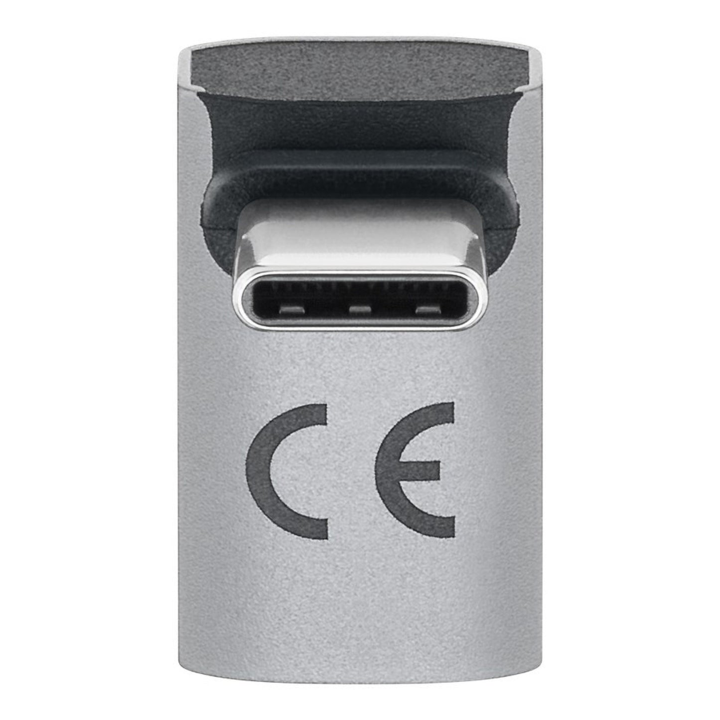 USB-C-adapter 90° vinklet USB4-understøttelse sølv med sorte detaljer CE-mærke Power Delivery op til 240W.