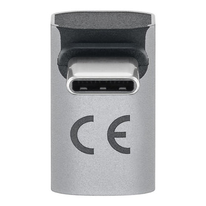 USB-C-adapter 90° vinklet USB4-understøttelse sølv med sorte detaljer CE-mærke Power Delivery op til 240W.