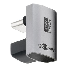 USB-C-adapter 180° U-formet, sølv/sort, USB4-understøttelse, 40G/8K, 240W, USB-C han til hun.