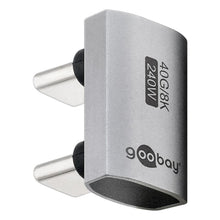 USB-C-adapter 180° U-formet USB4 sølv, til hanstik, "40G/8K 240W" på siden, understøtter op til 240W.