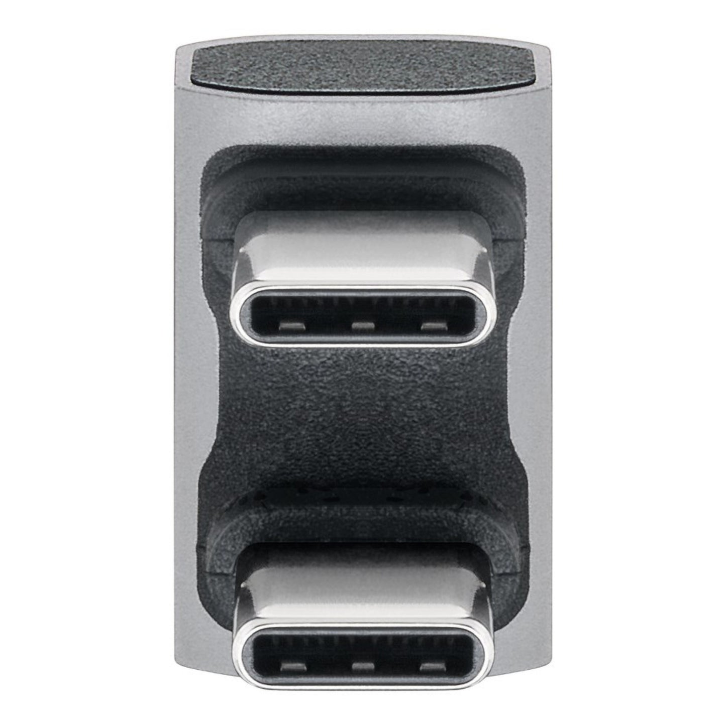 USB-C-adapter 180° U-formet, sølv, USB4, til USB-C port (øverst/nederst), tekstureret greb, PD 240W.