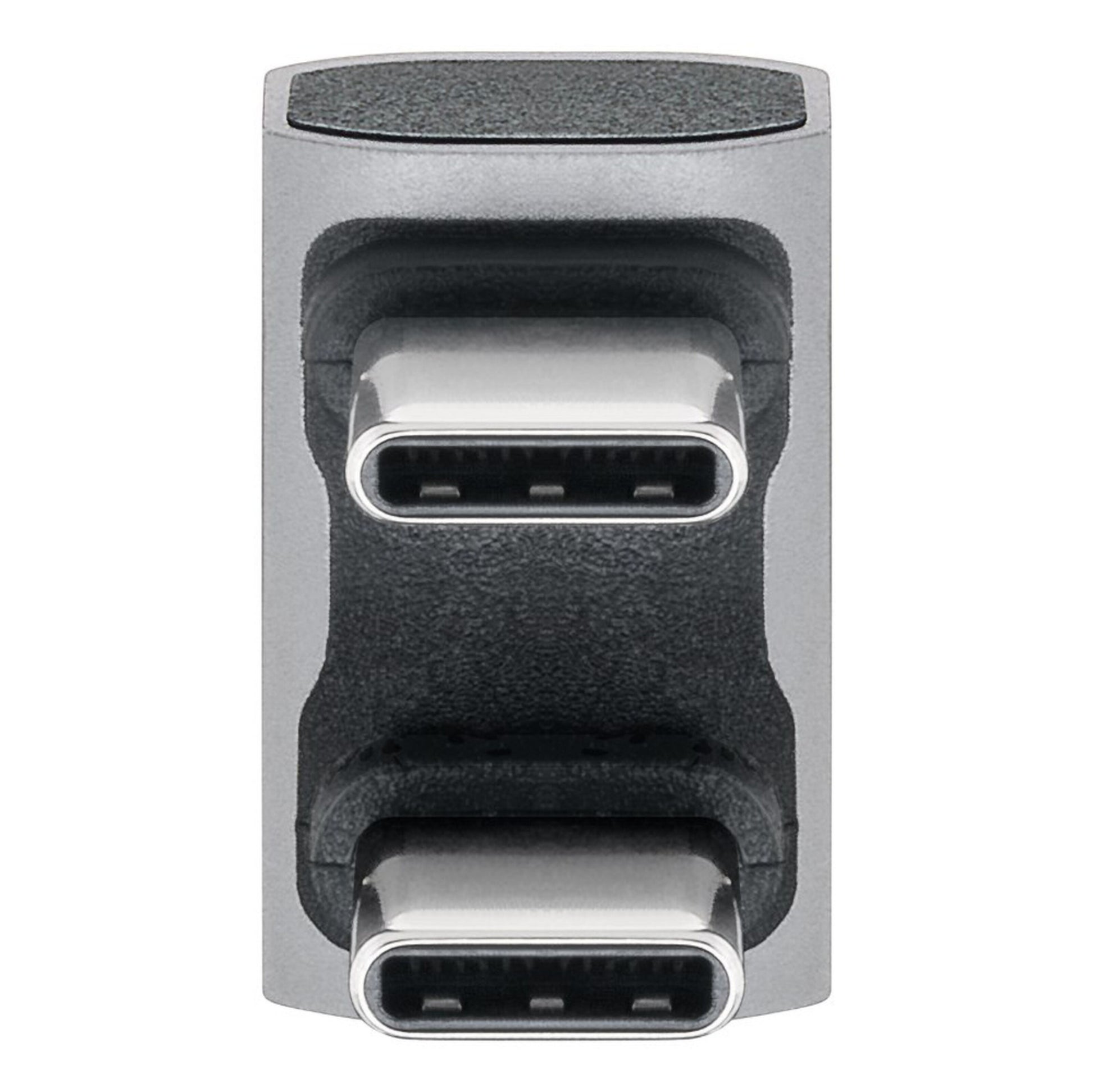 USB-C-adapter 180° U-formet, sølv, USB4, til USB-C port (øverst/nederst), tekstureret greb, PD 240W.