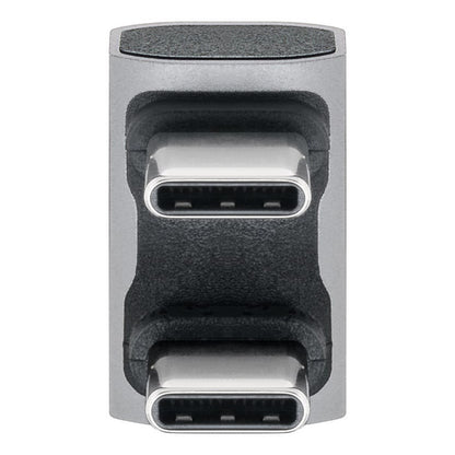 USB-C-adapter 180° U-formet, sølv, USB4, til USB-C port (øverst/nederst), tekstureret greb, PD 240W.