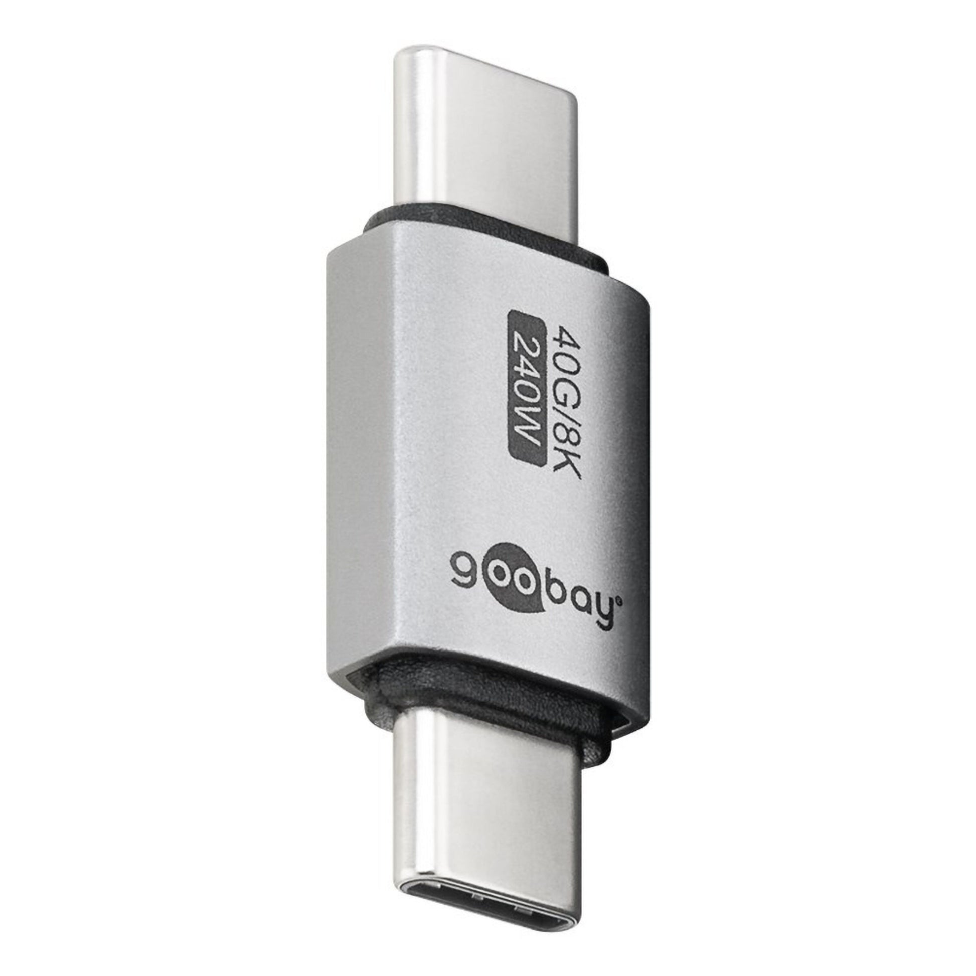 USB-C adapter lige USB4 40 Gbit/s 240W Power Delivery han-til-hun hurtig opladning og data, ingen branding synlig.