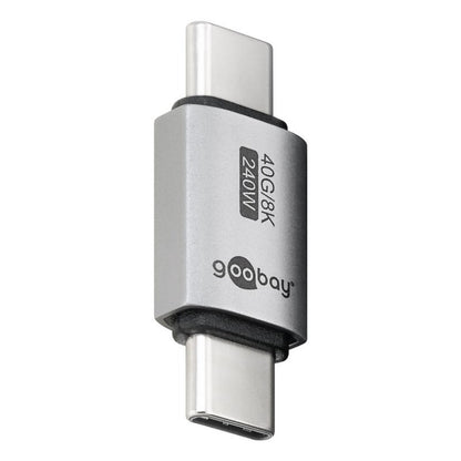 USB-C adapter lige USB4 40 Gbit/s 240W Power Delivery han-til-hun hurtig opladning og data, ingen branding synlig.