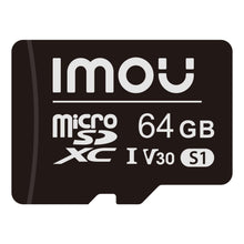 Imou S1 microSD hukommelseskort 64GB V30 frontvisning med hvid tekst.