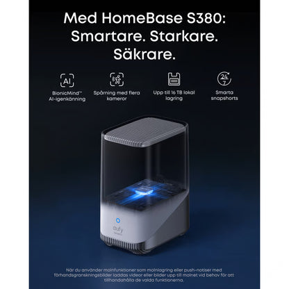 EUFY eufyCam S4 overvågningssystem med solcellepanel, 2-pak, AI-detektering, sporingsfunktion for flere kameraer, op til 16 TB lagerplads, sort.