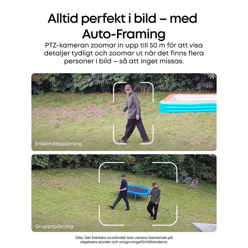 EUFY eufyCam S4 PTZ-overvågningssystem med solcellepanel (2-pak) følger automatisk én eller to personer udendørs.