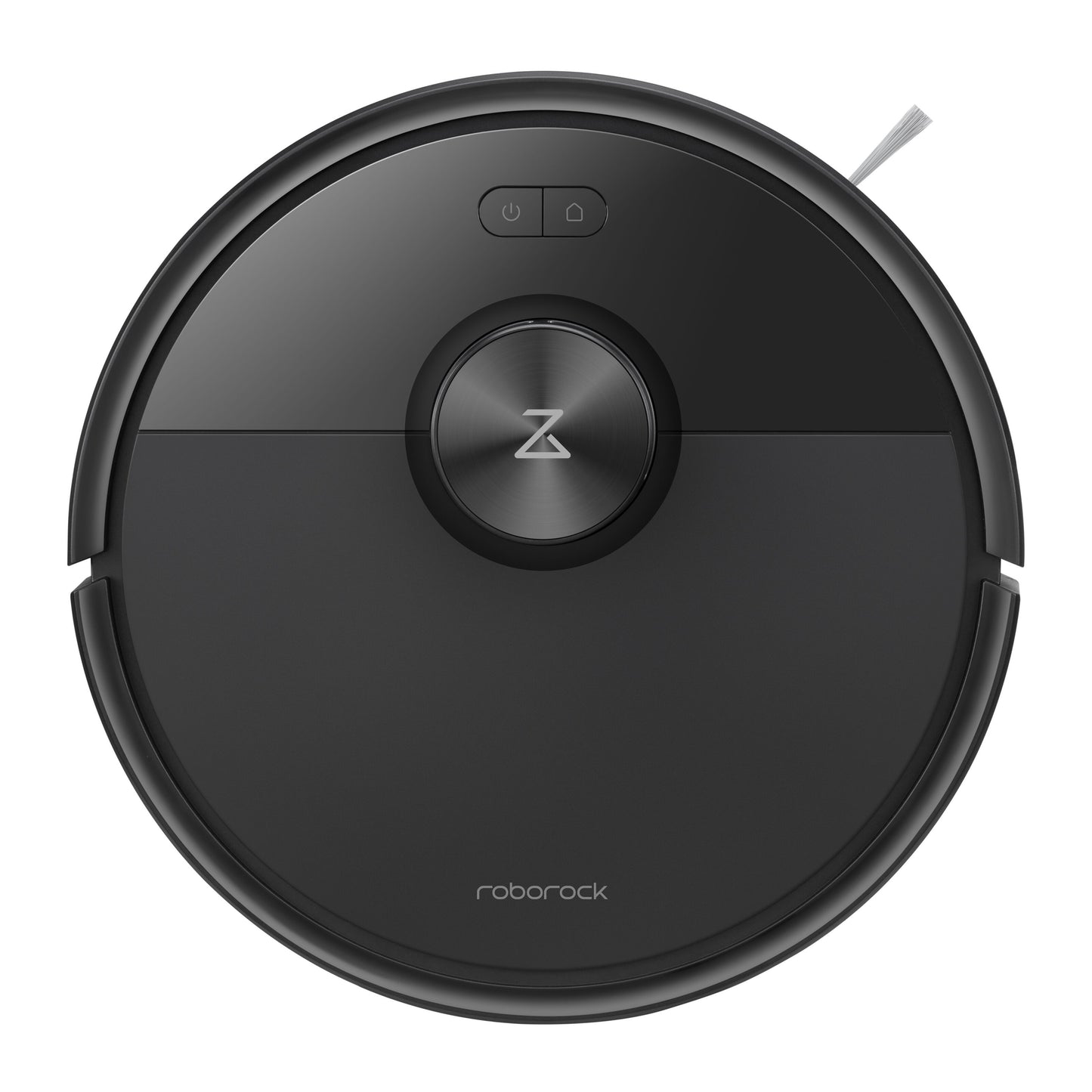 Roborock Q7 TF+ robotstøvsuger med ladestation, sortering, glat overflade, centralt sensorfelt og logo foran.