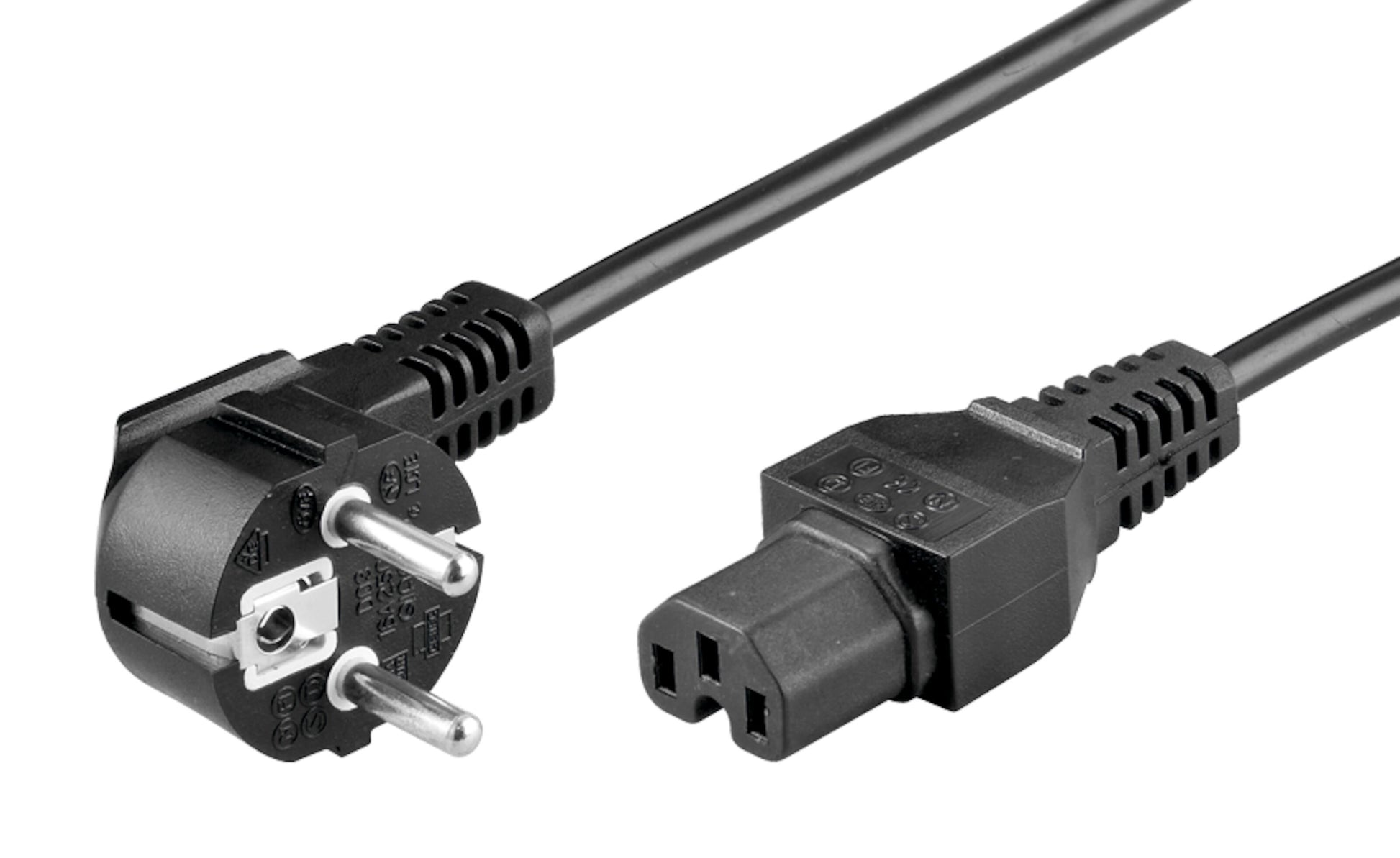 Apparatkabel C15 2,0 m sort, 230V, europæisk tobenet stik og IEC C15-stik, kompatibel med Xbox 360.