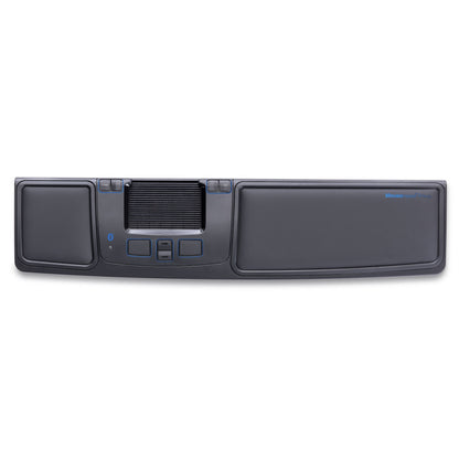 MouseTrapper Prime trådløs ergonomisk mus, sort håndledsstøtte med central betjening, touchpad og kontrolknapper.