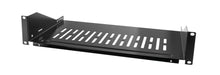 Logilink 19" ventileret sort metalthylde 2U til rackskab/serverrack med monteringshuller i enderne.