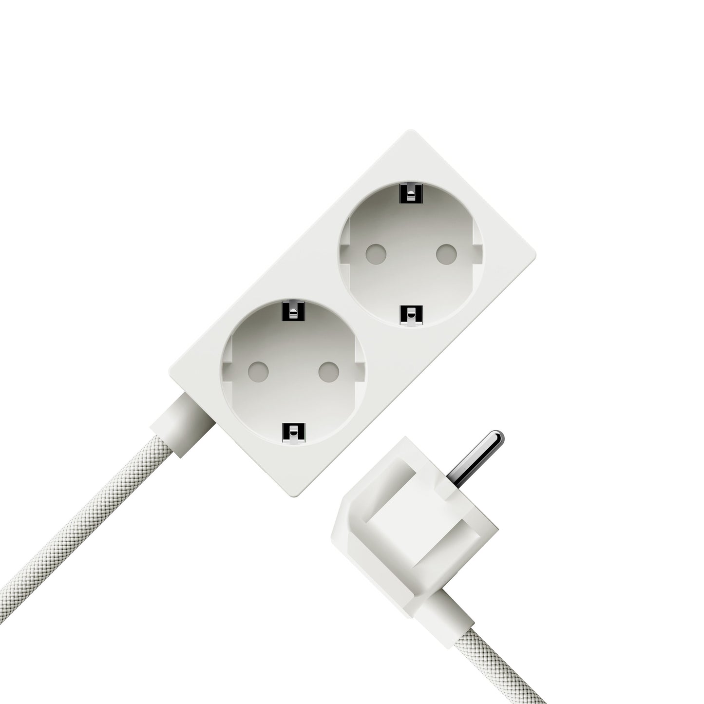 Sudio vægadapter GaN-opladning 30W, hvid, dobbelt stikkontakt, vinklet EU-stik, flettet strømkabel.