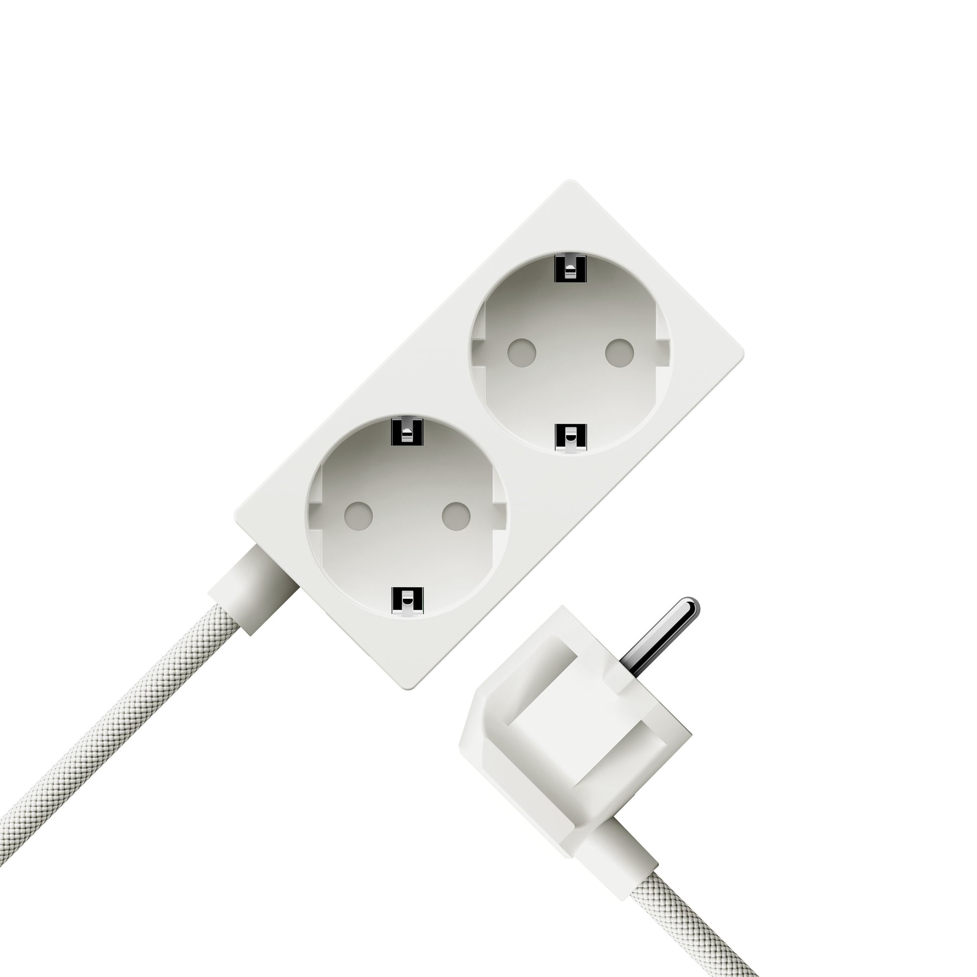 Sudio vægadapter GaN-opladning 30W, hvid, dobbelt stikkontakt, vinklet EU-stik, flettet strømkabel.