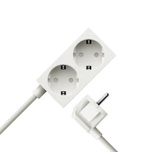 Sudio vægadapter GaN-opladning 30W, hvid, dobbelt stikkontakt, vinklet EU-stik, flettet strømkabel.
