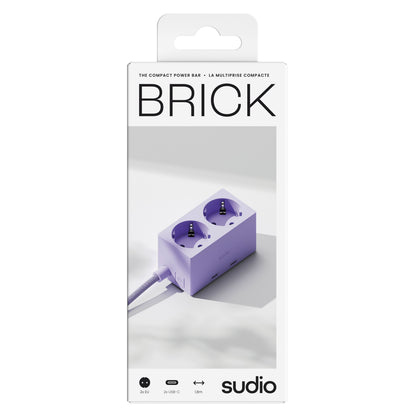 Sudio Vægadapter GaN 30 W lilla, lavendelfarvet stribe, til stikdåser, til USB-porte, flettet ledning.