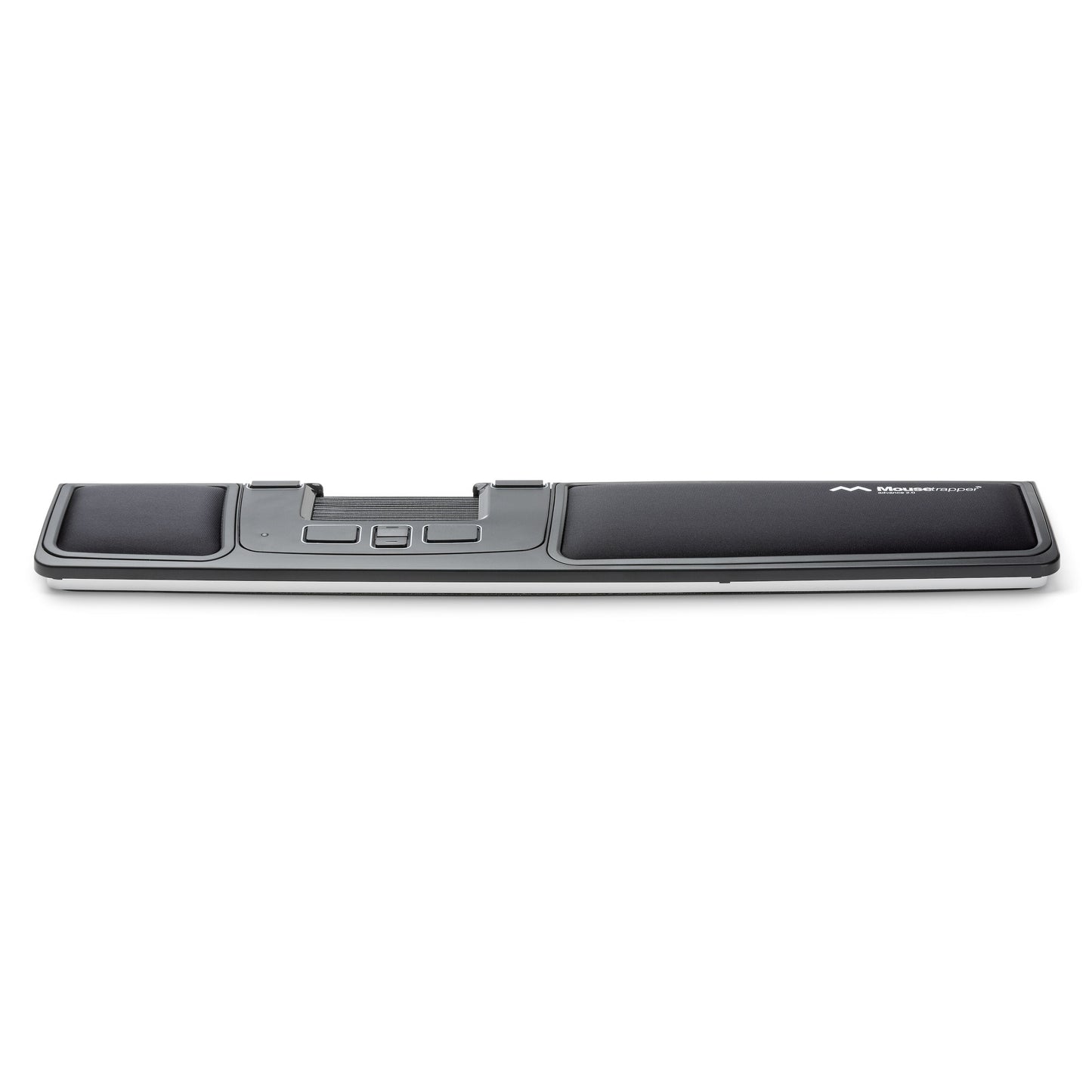 Mousetrapper Advance 2.0 ergonomisk mus, sort/grå, håndledsstøtte, flere knapper, central styrplade rullestang.