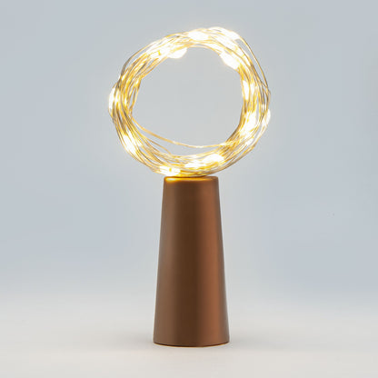 Rubicson vinprop med LED-lys, bronzefarvet base og flaskebelysning.