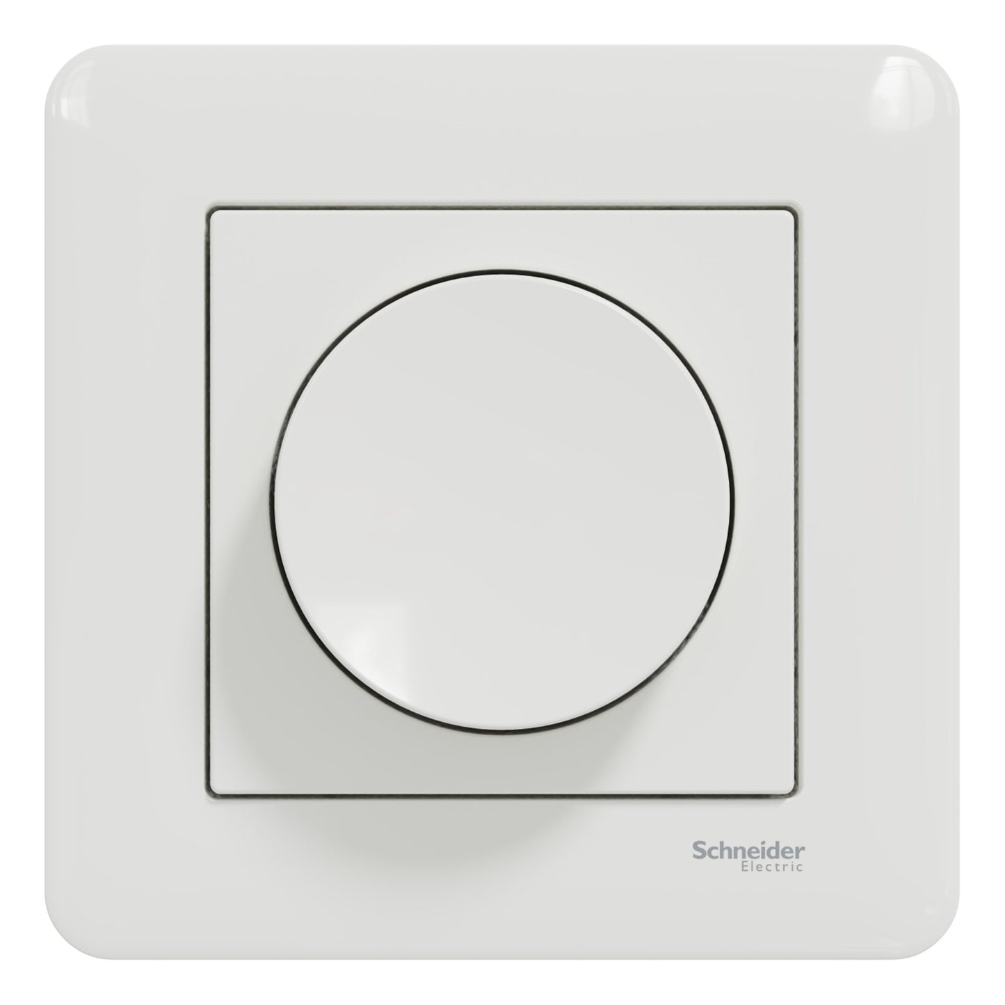 Schneider Electric Exxact LED dæmper 370 W hvid drejeknap på kvadratisk plade.
