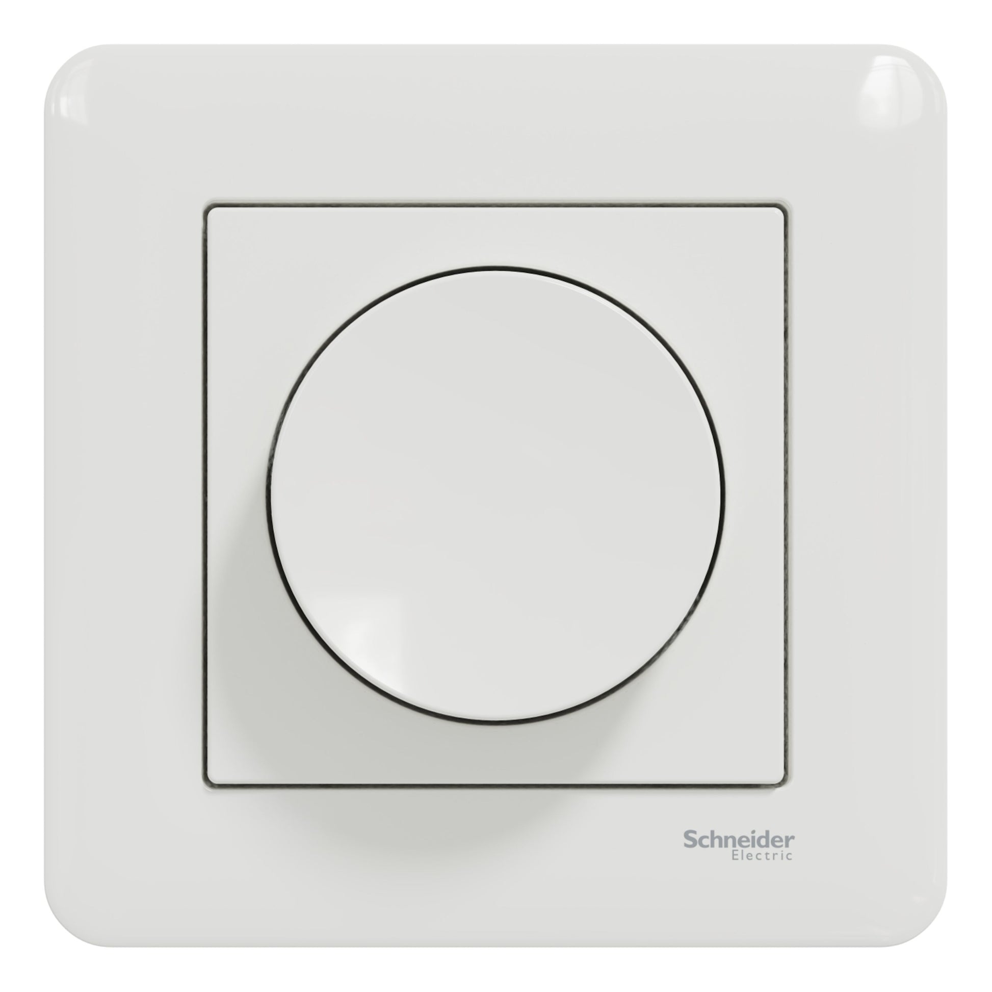 Schneider Electric Exxact LED dæmper 370 W hvid drejeknap på kvadratisk plade.