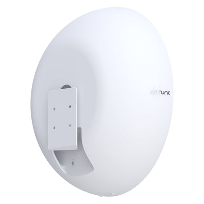 Defunc Hjem vægbeslag hvid trådløst access point, kuppelformet med glat overflade, Defunc logo og rektangulært vægbeslag.