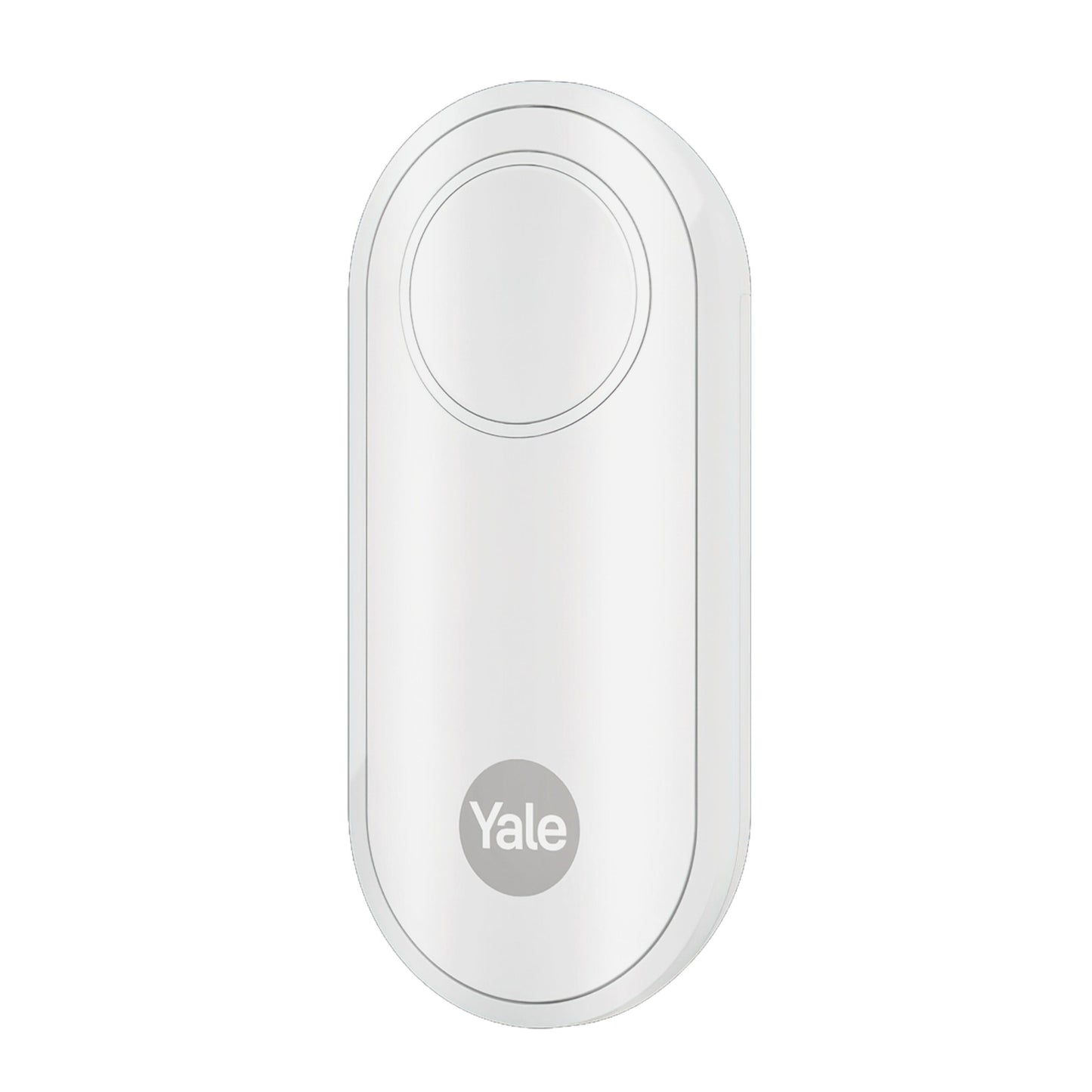 Yale Alarmknap oval design med rund knap øverst og Yale logo nederst.