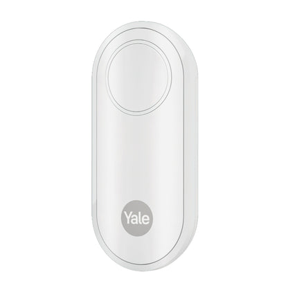 Yale Alarmknap oval design med rund knap øverst og Yale logo nederst.