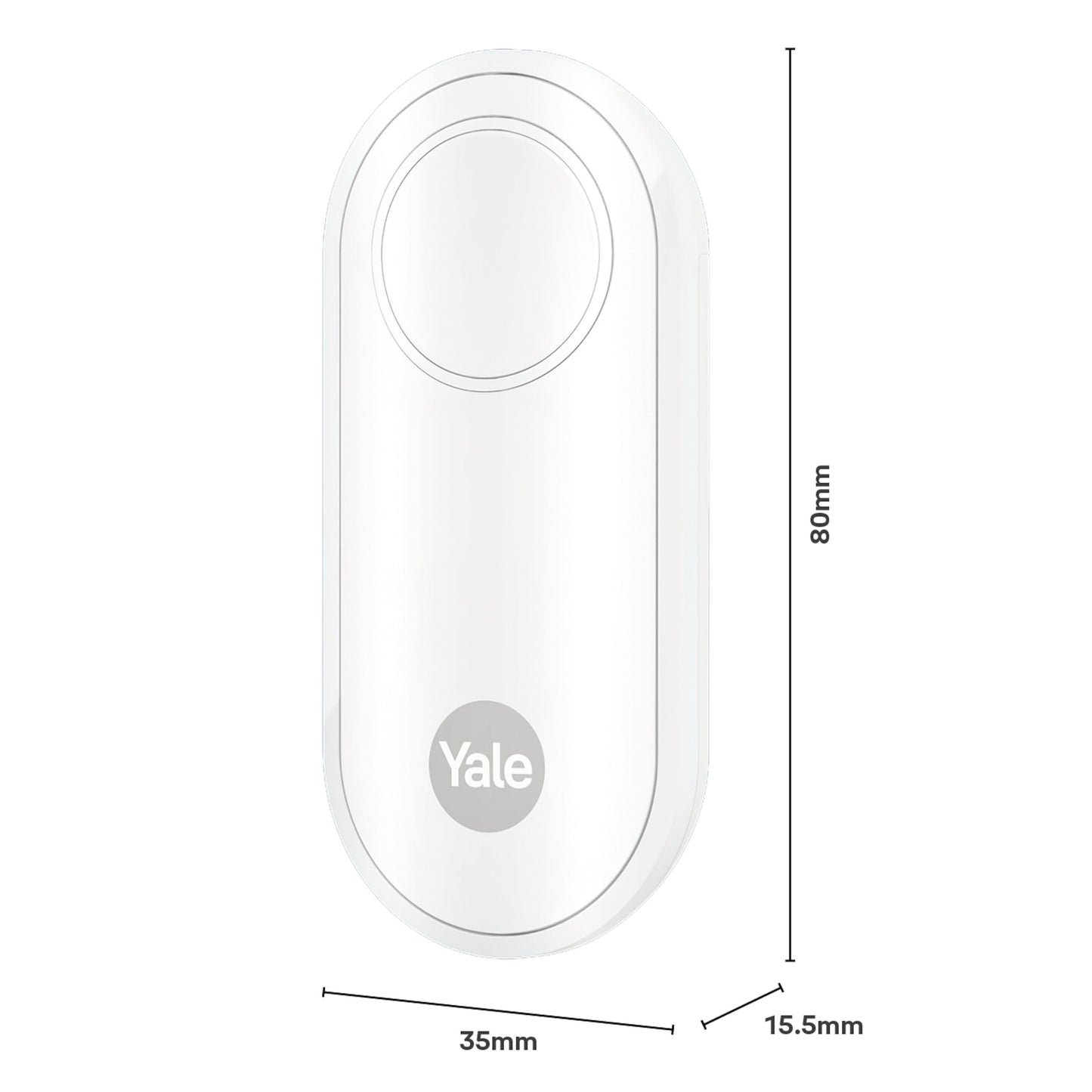 Yale Alarmknap hvid oval, 80x35x15,5 mm med afrundede kanter til Yale Smart Home.