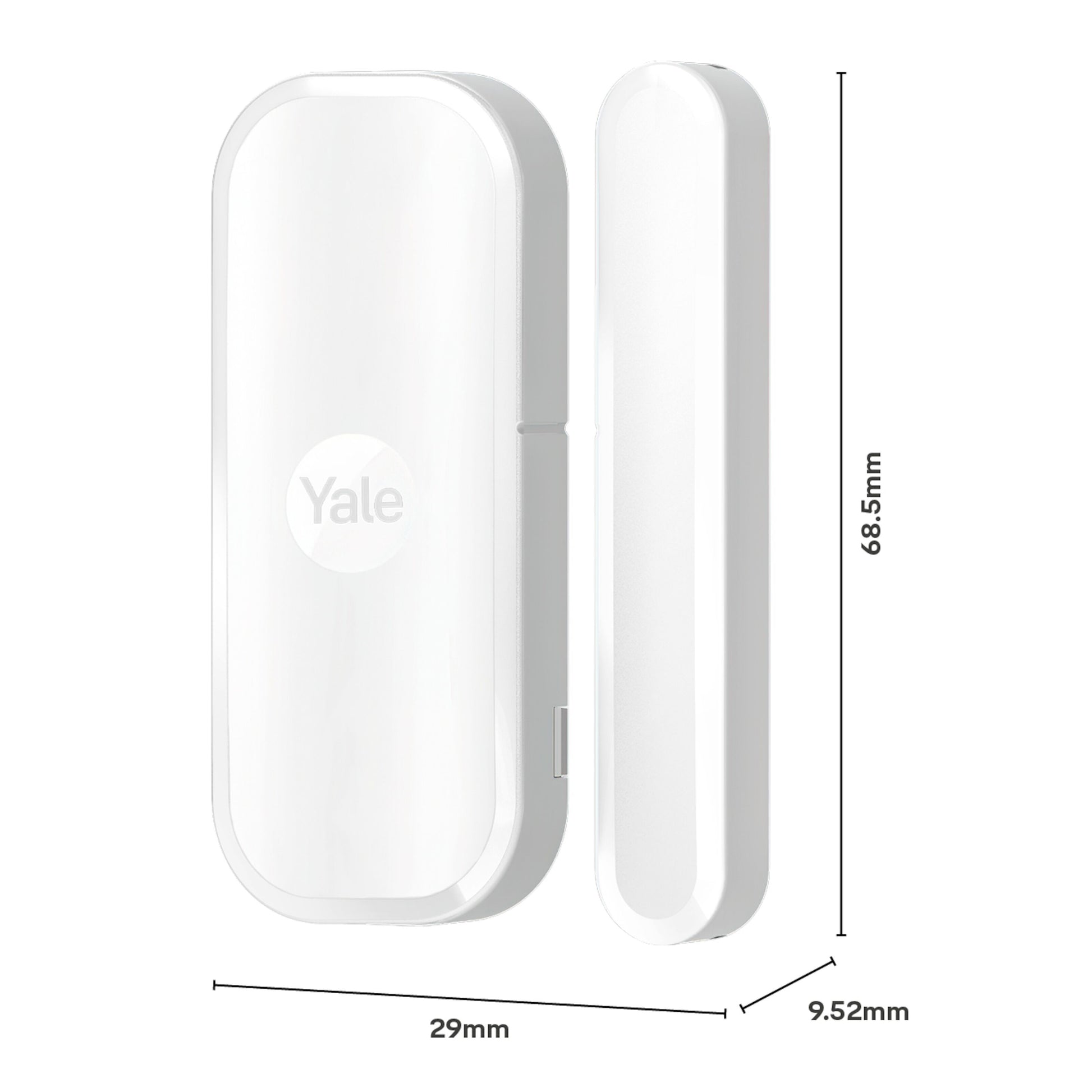 Yale Magnetkontakt sensor til indendørs brug, rektangulær, 68,5x29x9,52mm, til stk side om side.